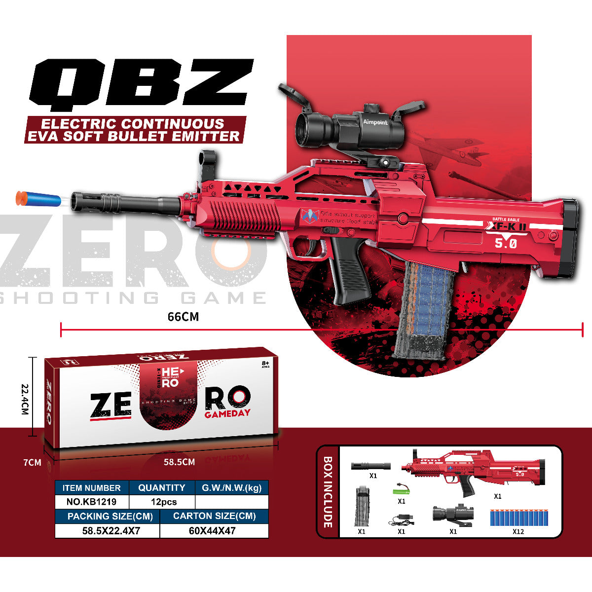 Buy QBZ Electric Continuous Eva Doft Bullet Emitter Maroon | Yallatoys.com