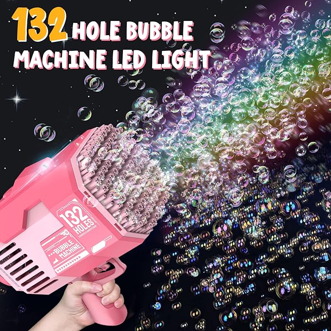 Buy Bubble Gun Machine 132 Holes Pink | Yallatoys.com