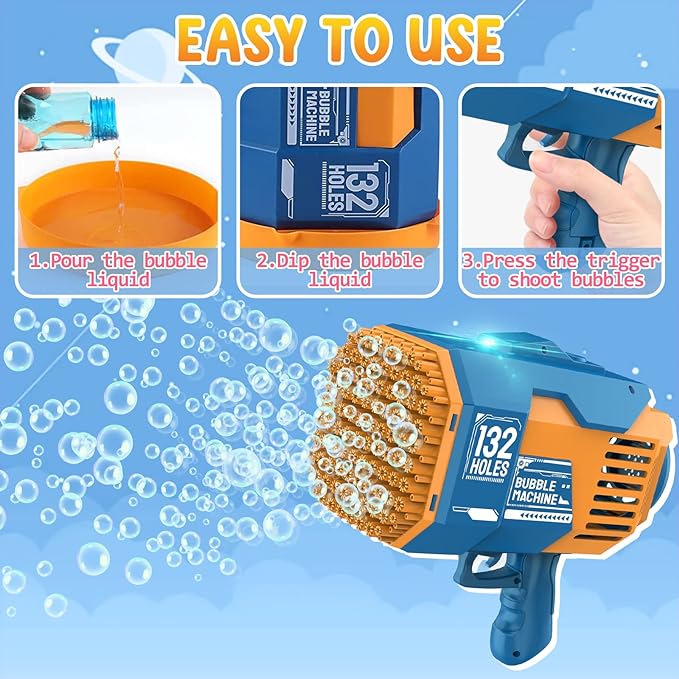 Buy Bubble Gun Machine 132 Holes Blue | Yallatoys.com