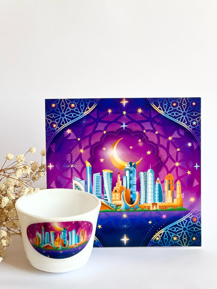 Buy Kahwa cup Doha Skyline with Greeting Card | Yallatoys.com