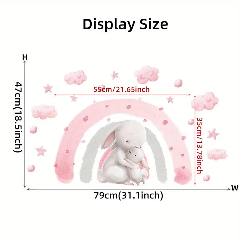 Creative Wall Sticker Cartoon Pink Bunny Pattern 1pc Yalla Gifting Yallatoys