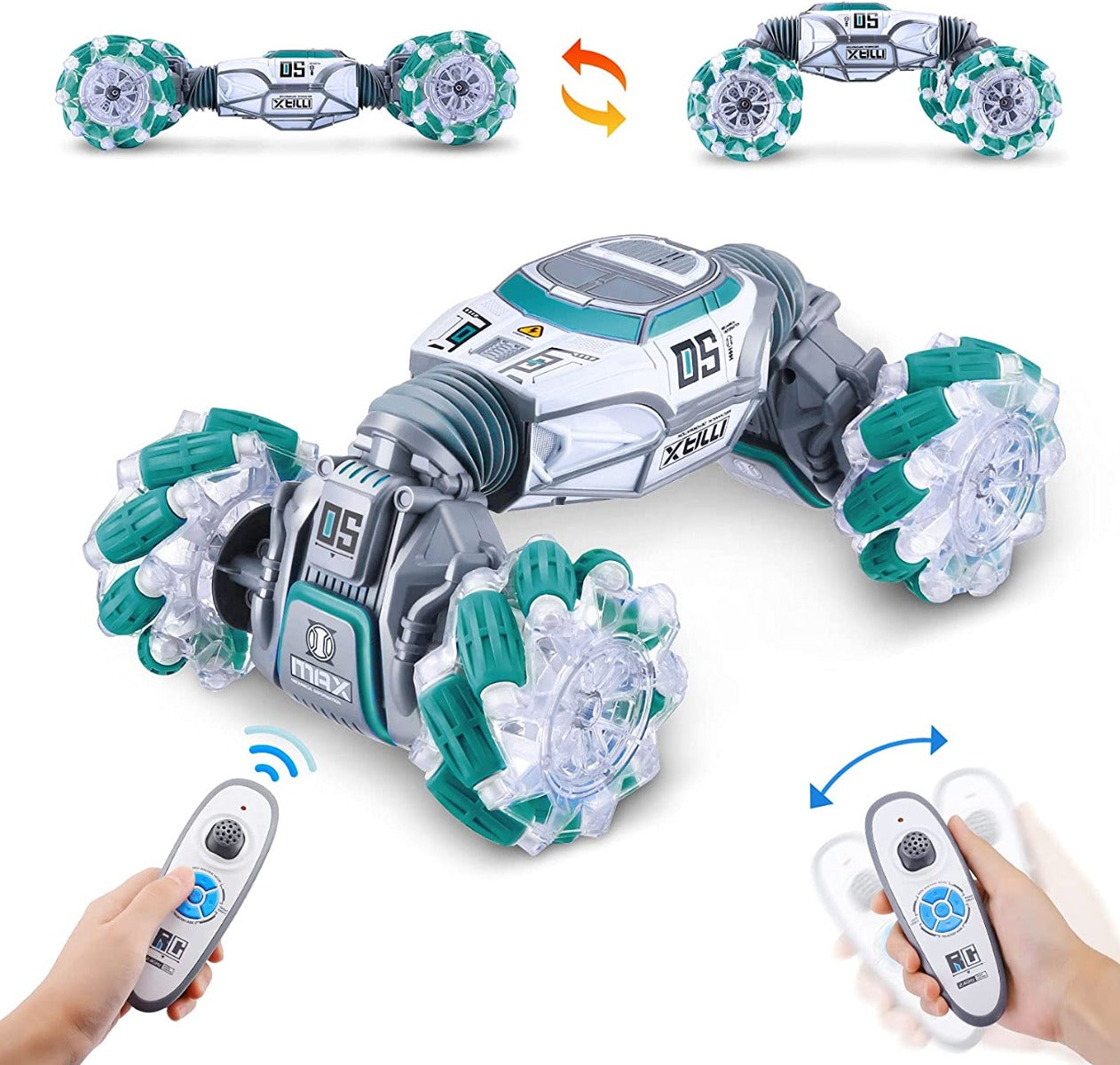 Buy Powerextra Remote Control Stunt Car with Gesture Sensor 4WD Double Side 360 Flip Car Green | Yallatoys.com