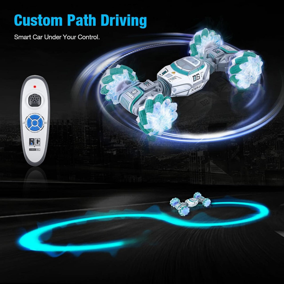 Buy Powerextra Remote Control Stunt Car with Gesture Sensor 4WD Double Side 360 Flip Car Green | Yallatoys.com