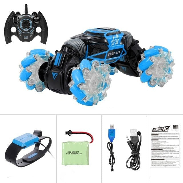 Buy Skid Trax 4WD Remote Control Mecanum Wheels Stunt Car Blue | Yallatoys.com