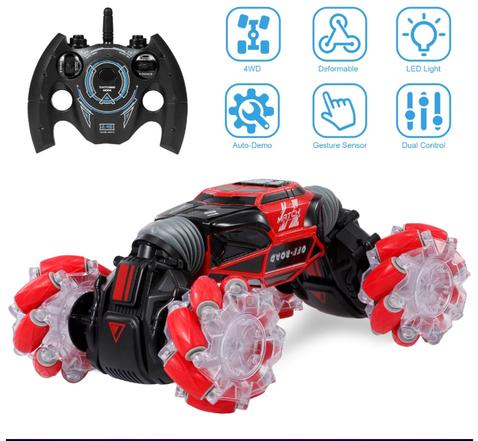 Buy Skid Trax 4WD Remote Control Mecanum Wheels Stunt Car Red | Yallatoys.com