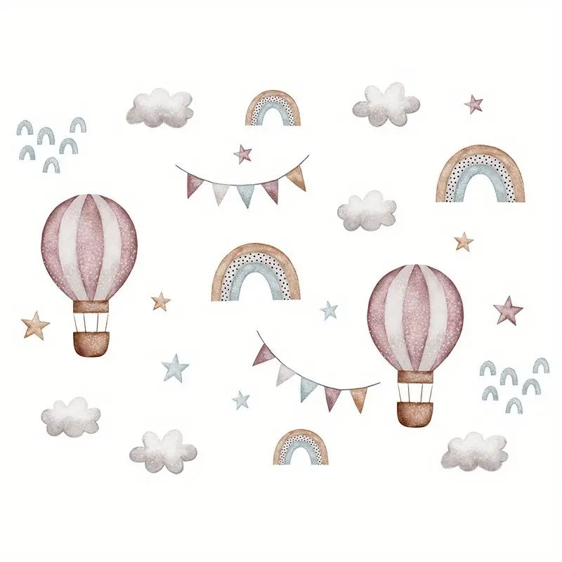 Creative Wall Sticker Watercolor Hot Air Balloon Pattern 1pc Yalla Gifting Yallatoys