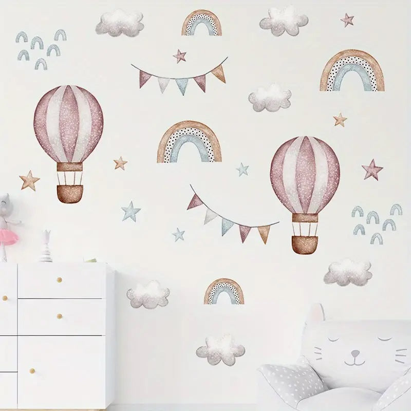 Creative Wall Sticker Watercolor Hot Air Balloon Pattern 1pc Yalla Gifting Yallatoys