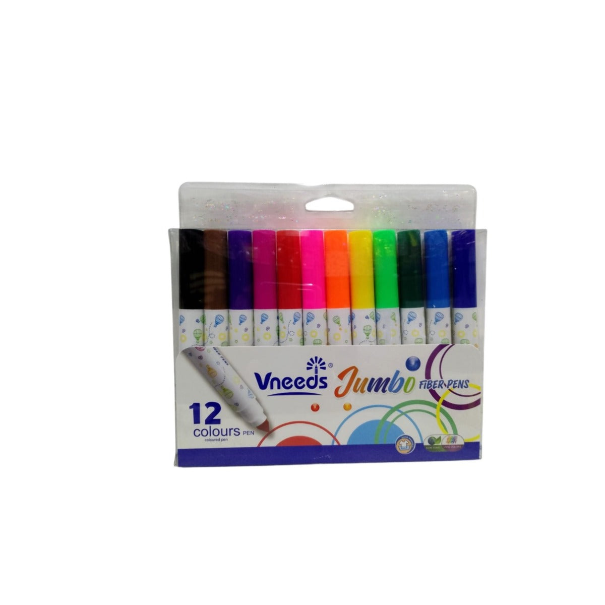 Buy Vneeds Jumbo Fiber Water Color Pens 12 Pcs Set | Yallatoys.com