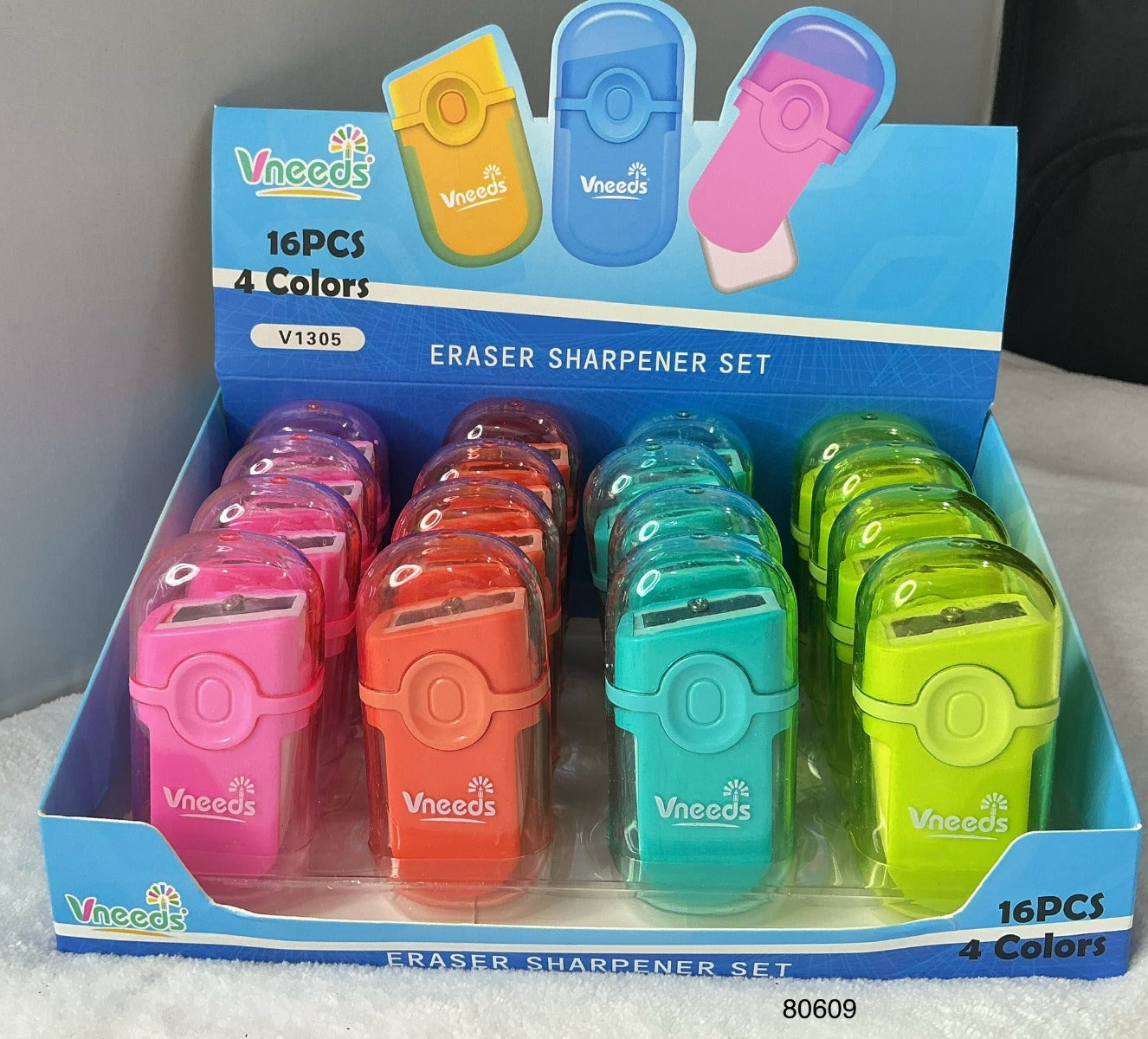 Buy Vneeds Eraser And Sharpner Set 16 Pcs Box | Yallatoys.com