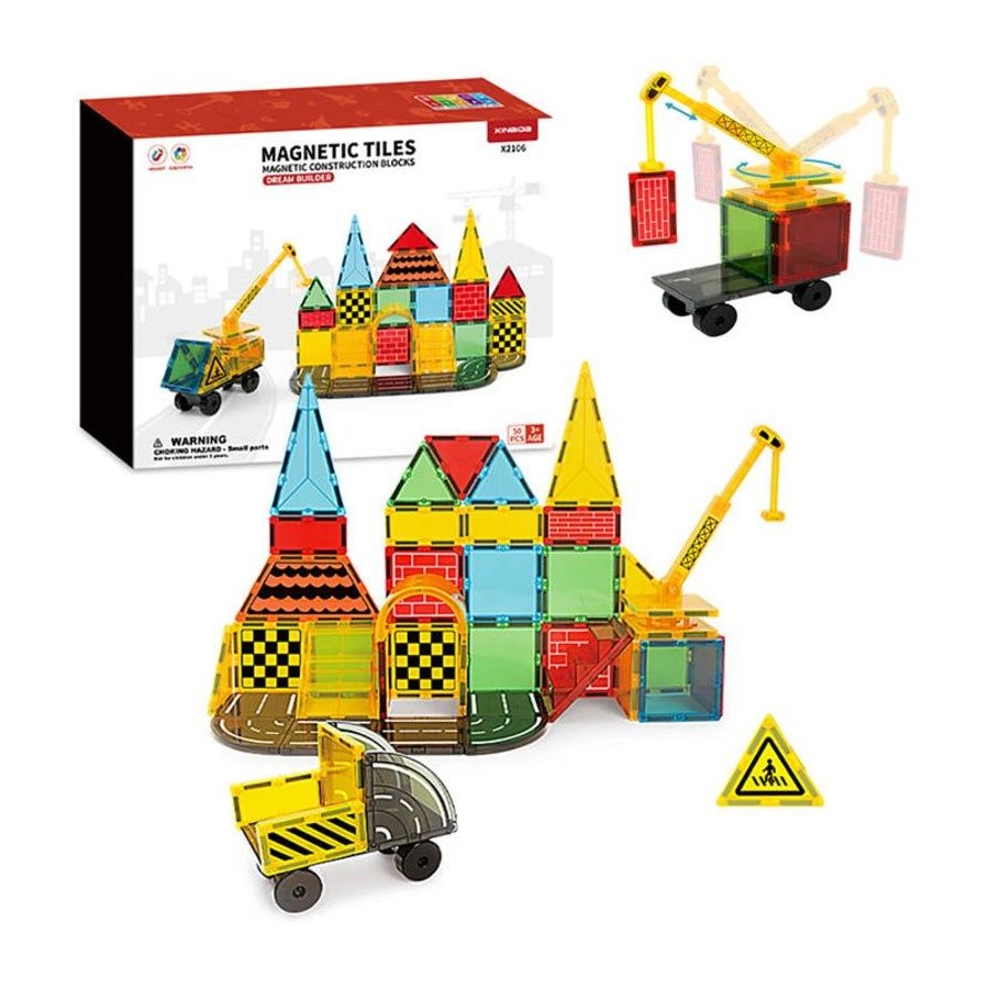 Buy Engineering Construction Magnetic Tile Blocks 50Pcs | Yallatoys.com