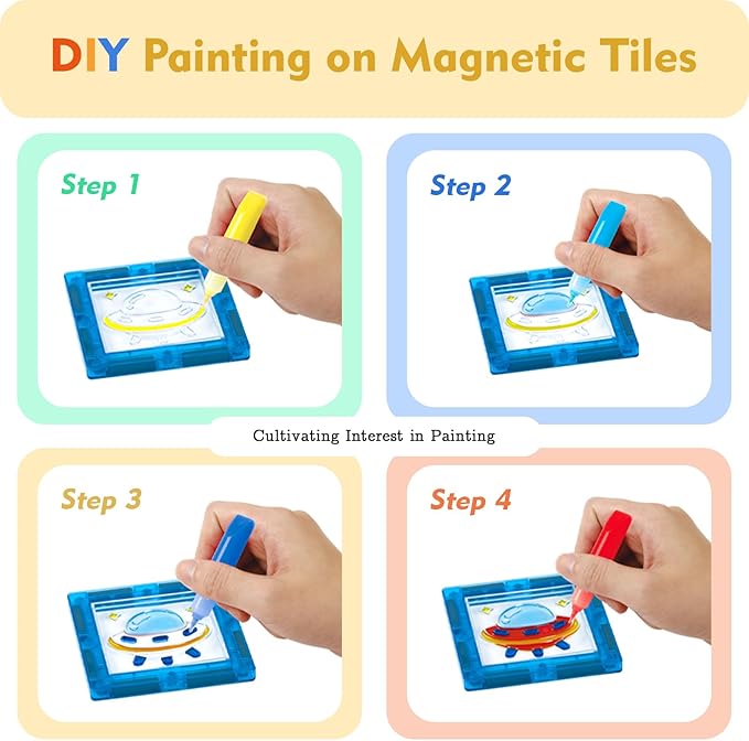 Buy Space Series Painting Magnetic Tiles 58Pcs | Yallatoys.com
