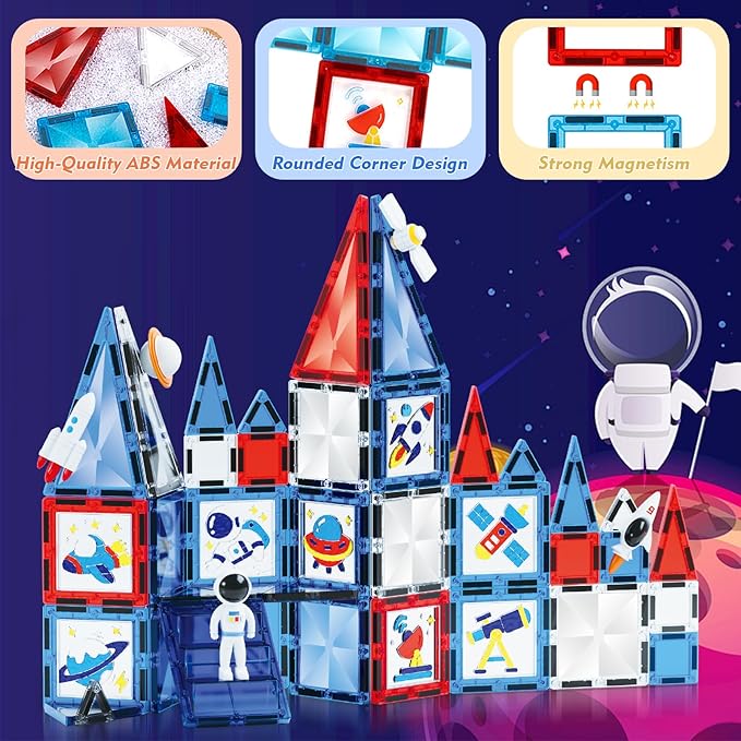 Buy Space Series Painting Magnetic Tiles 58Pcs | Yallatoys.com
