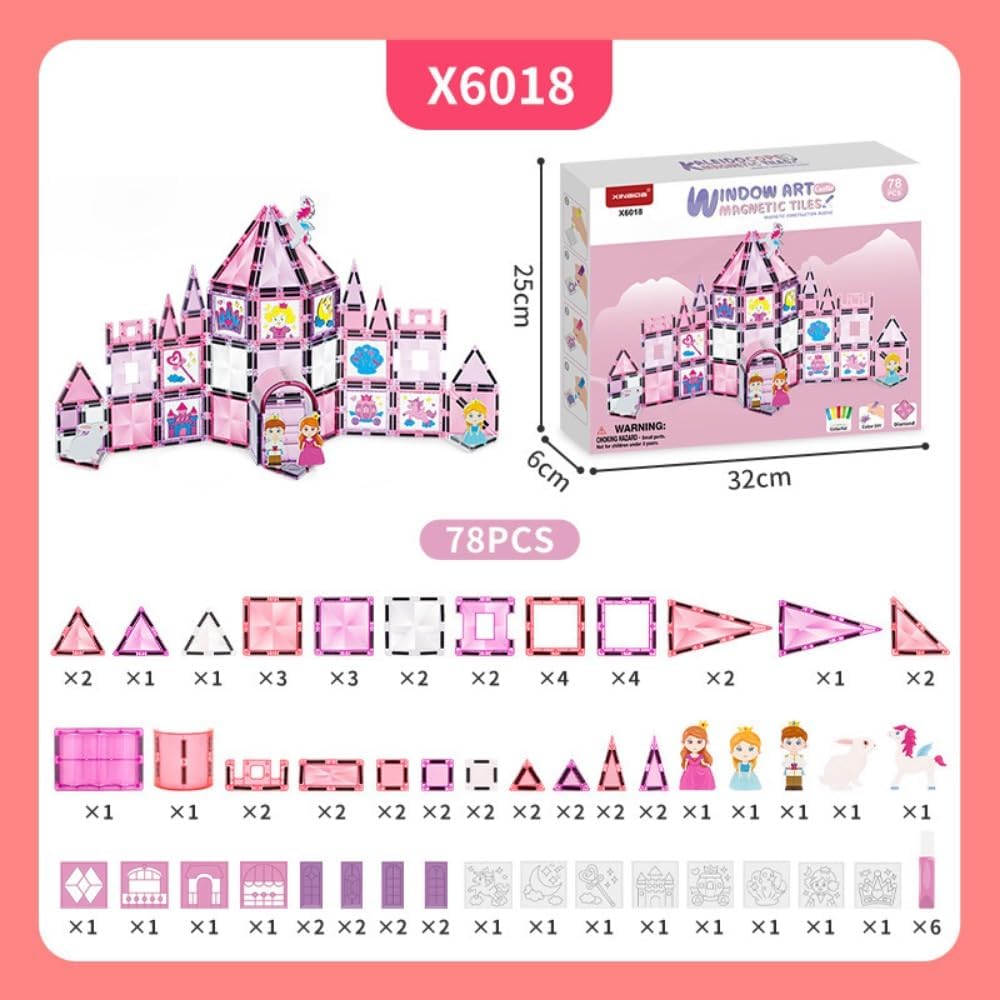 Buy Princess Series Magnetic Tiles Building Blocks 78 pcs | Yallatoys.com
