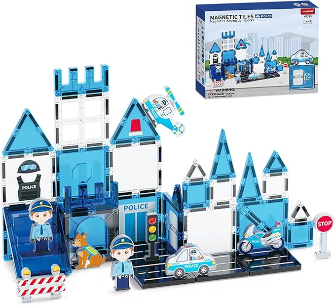 Buy Police Theme Magnetic Tiles 42Pcs | Yallatoys.com