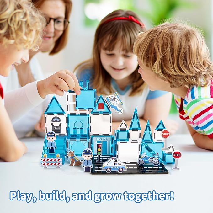 Buy Police Theme Magnetic Tiles 42Pcs | Yallatoys.com