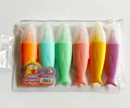 Buy Fancy Fish Shaped Highlighter Markers Set 6Pcs | Yallatoys.com