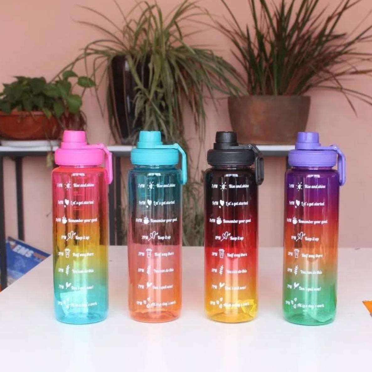 Buy Transparent Gradient Color Waterbottle Pvc 1000ml Assorted (Sold Separately Subjected to Availability) | Yallatoys.com