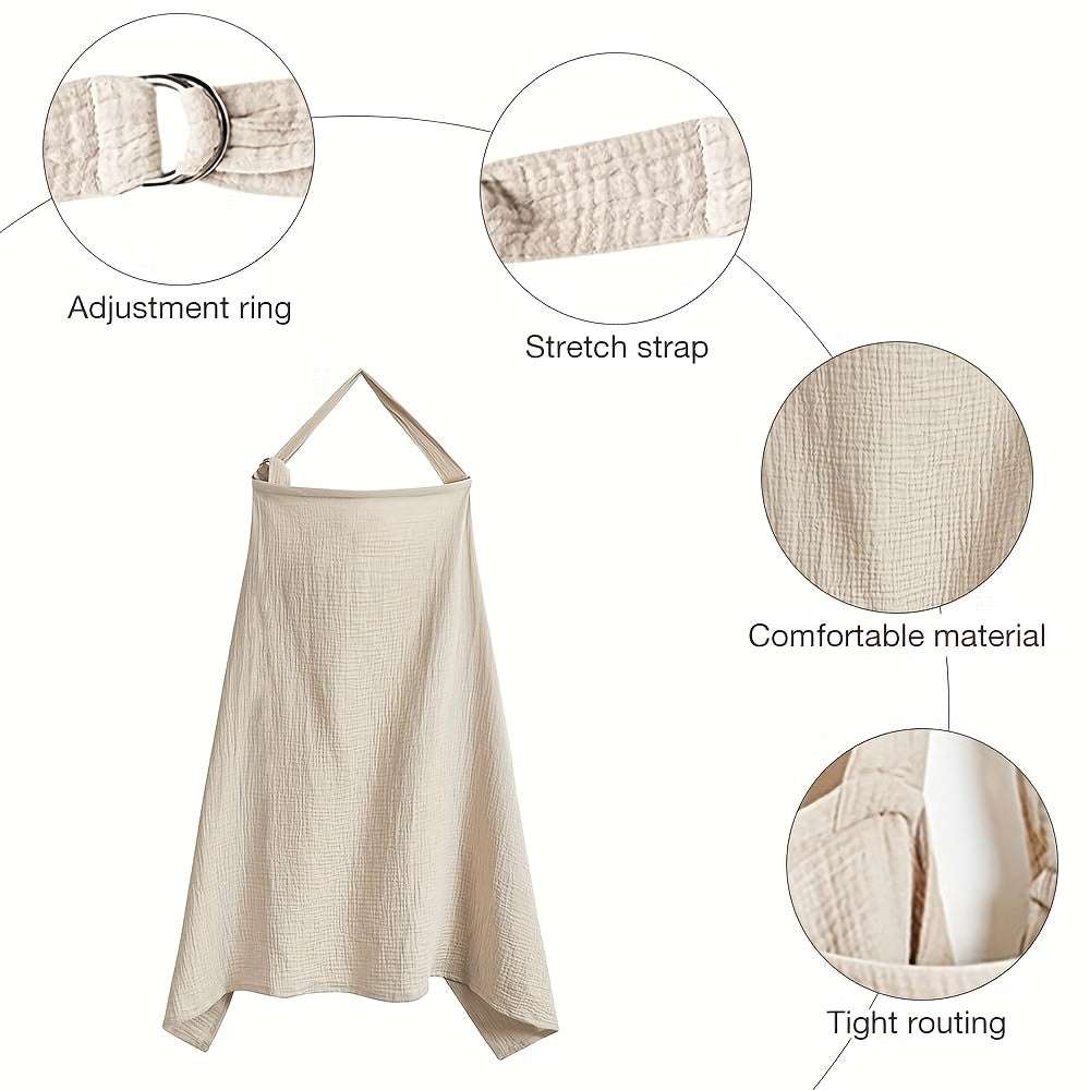 Cotton Muslin Nursing Cover with Arch Neckline Gray