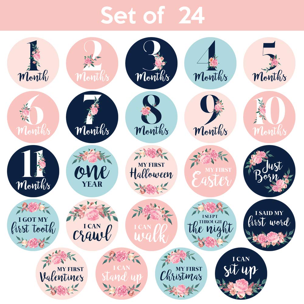 Monthly Milestone Stickers Floral Milestone Stickers 24pcs Yalla Gifting Yallatoys