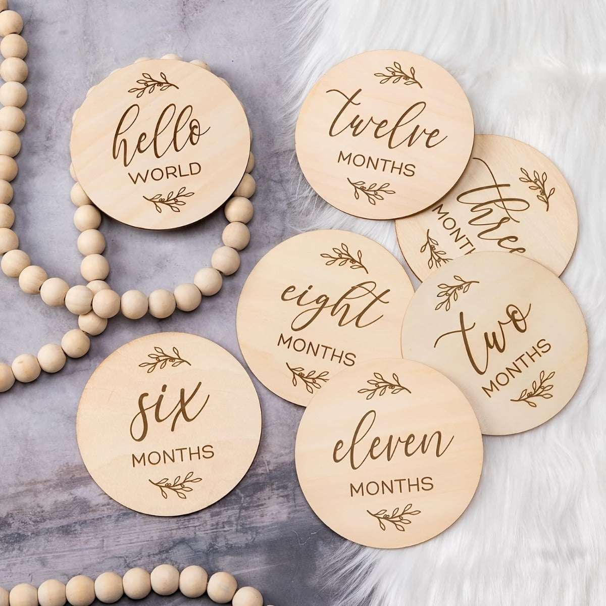 Wooden Double-Sided Monthly Milestone Cards 7pcs