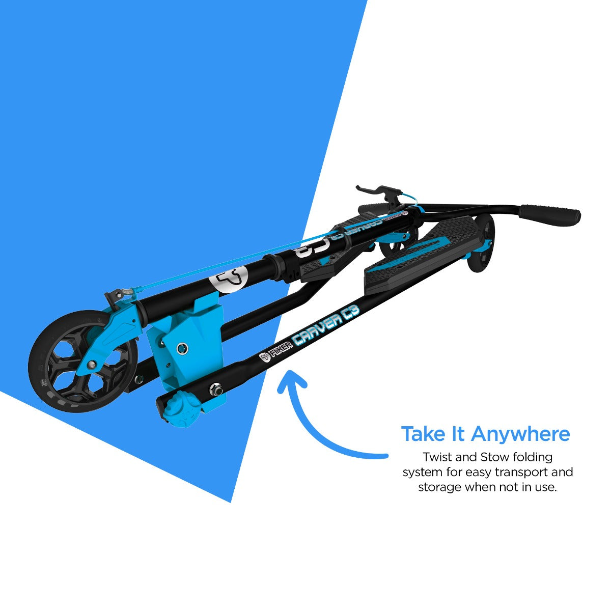 Buy Yvolution Y Fliker Carver C3 Ultimate Performance Scooter Blue | Yallatoys.com