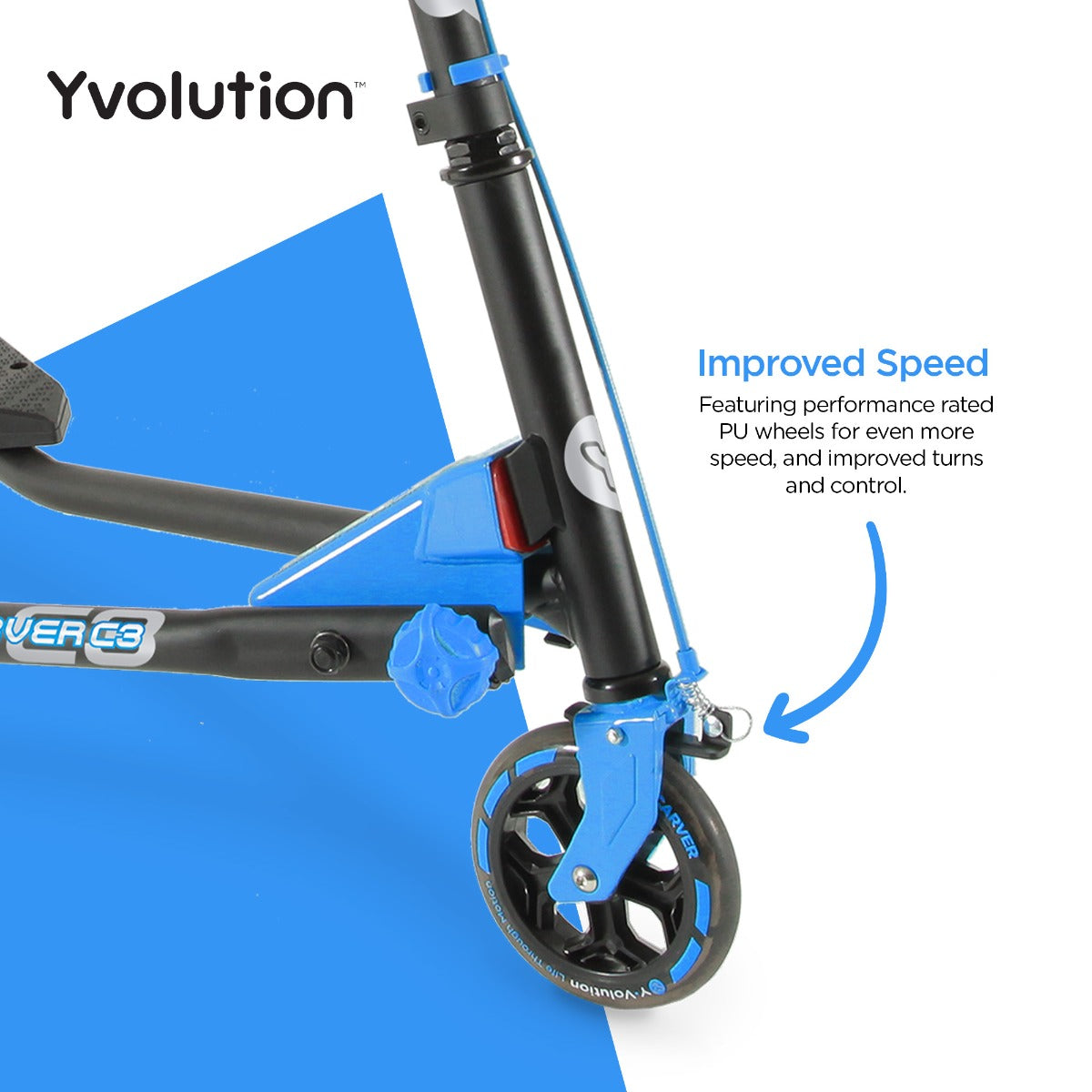 Buy Yvolution Y Fliker Carver C3 Ultimate Performance Scooter Blue | Yallatoys.com