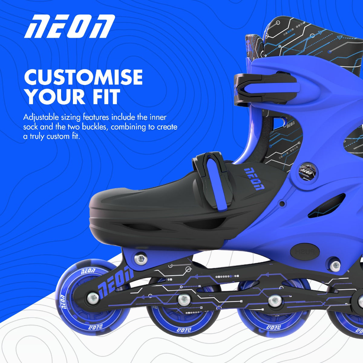 Buy Yvolution Inline Neon Combo Skates Size 3-6 Blue | Yallatoys.com