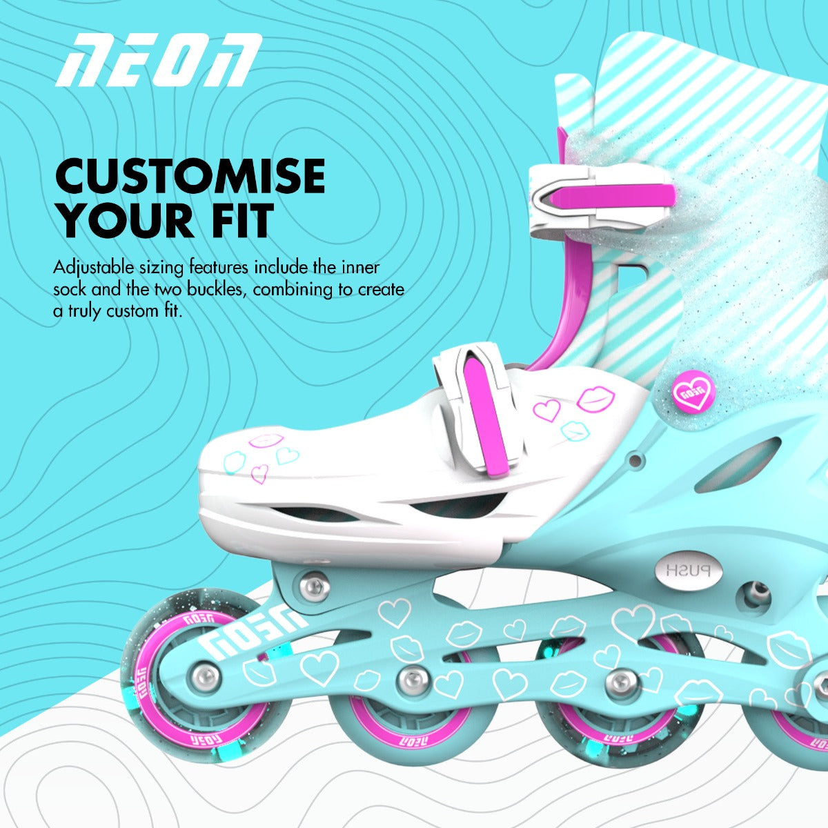 Buy Yvolution Inline Neon Skates Size 3-6 Teal Pink | Yallatoys.com