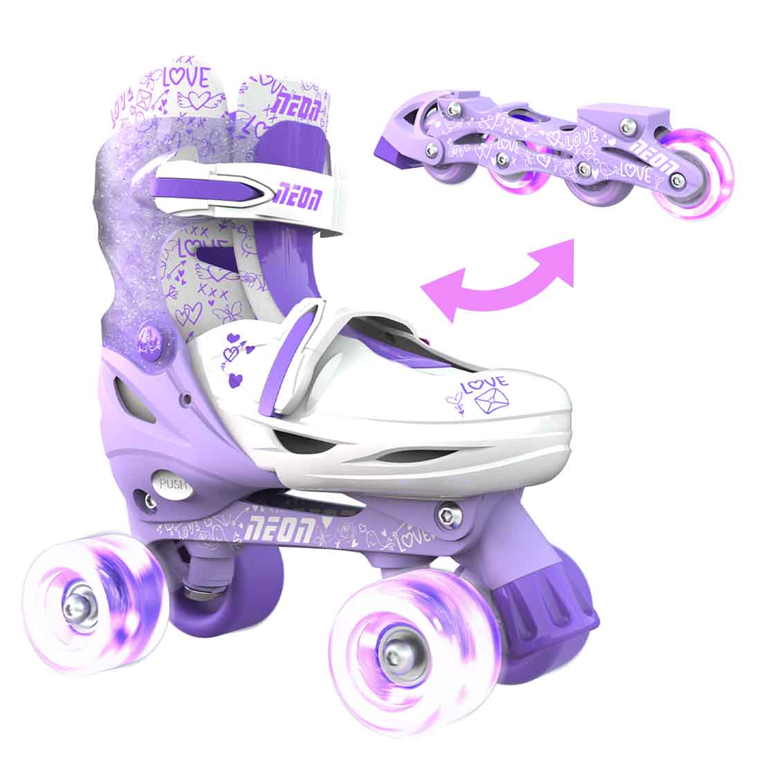 Buy Yvolution Neon Combo Skates 2 in 1 Purple Size 12 | Yallatoys.com