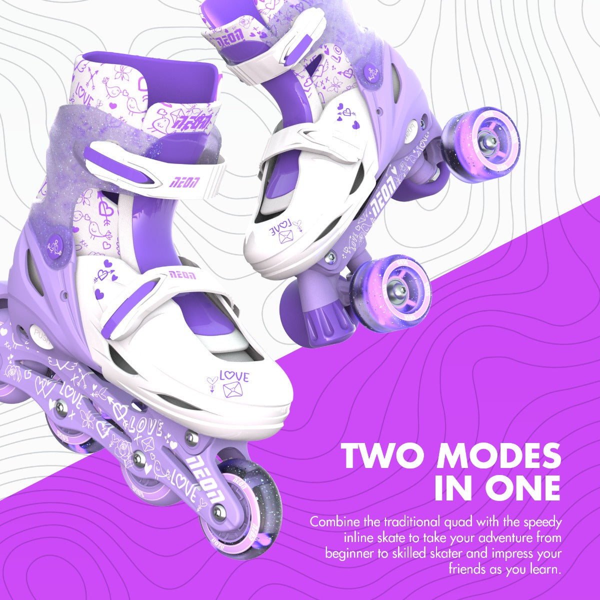 Buy Yvolution Neon Combo Skates 2 in 1 Purple Size 12 | Yallatoys.com