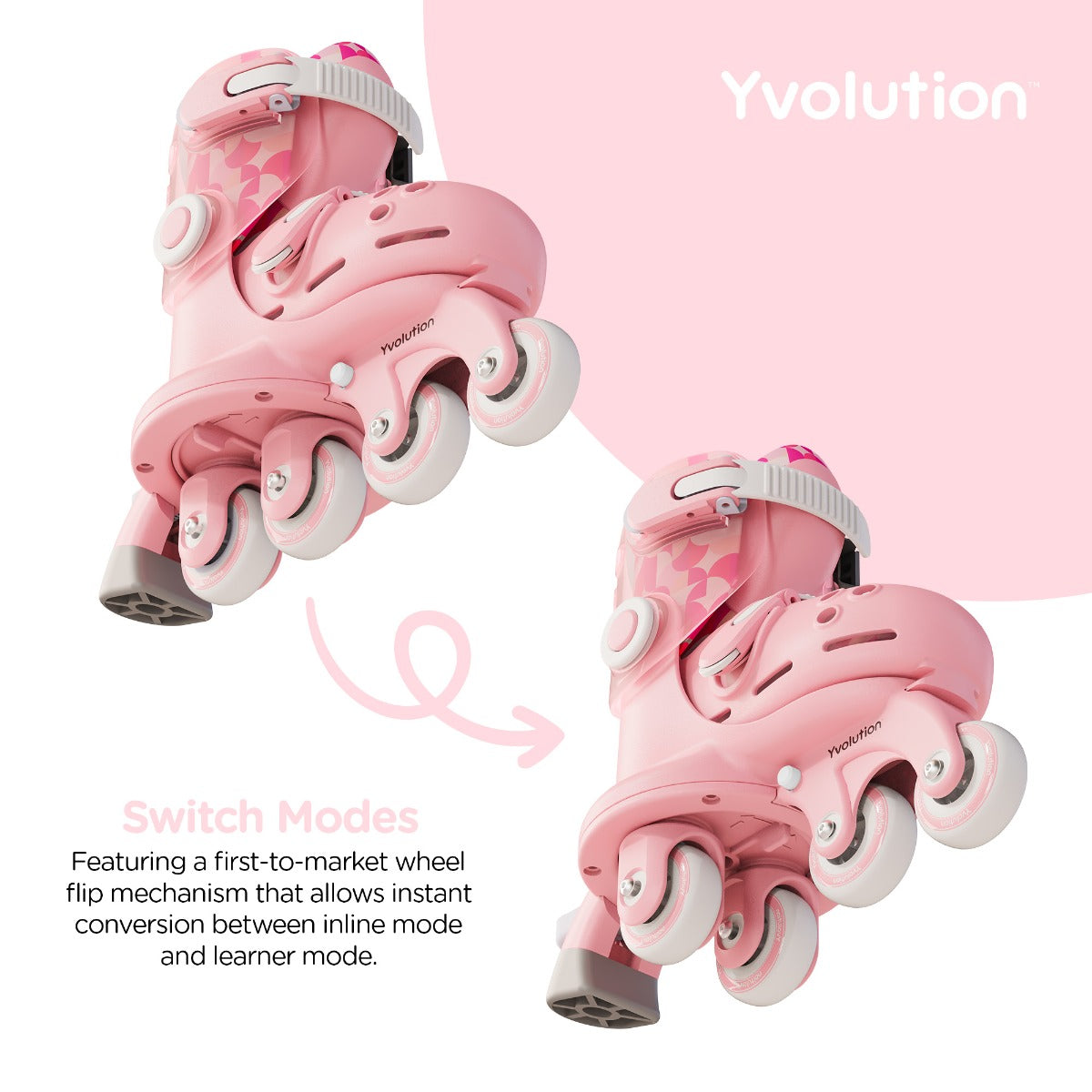 Buy Yvolution Twista Learner Skates Pink Size 12J-3 | Yallatoys.com
